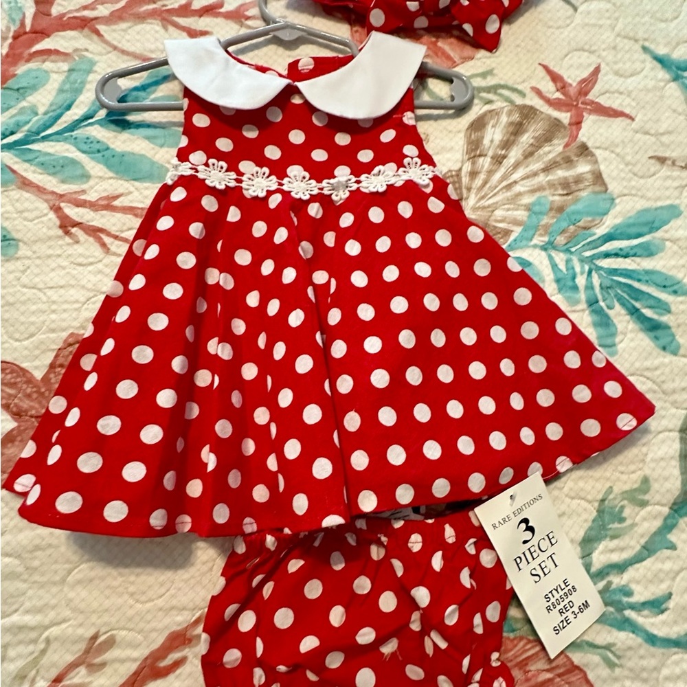 Red Polka Dot Baby Dress with Bloomers